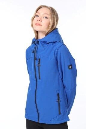 Kadın Su Rüzgar Geçirmez Softshell Mavi Spor Mont