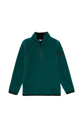 Erkek Çocuk Yarım Fermuarlı Koyu Yeşil Polar Sweatshirt 50298060-vr079