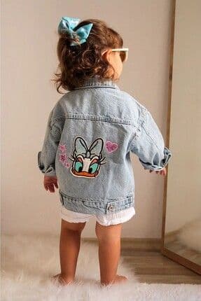 Kız Çocuk Kot Ceket Sırt İşleme Detay Denim Ceket Mont