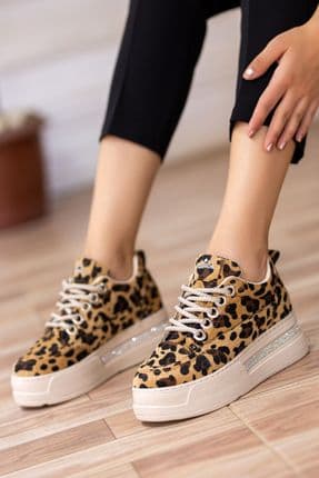 KADIN SPOR AYAKKABI LEOPAR TAŞLI KADIN SNEAKER