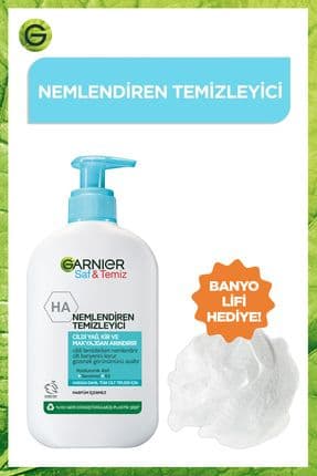 Saf&Temiz Nemlendiren Temizleyici [Hyaluronik Asit Seramid Kil] 250 ml Yüz Temizleme Jeli + Duş Lifi