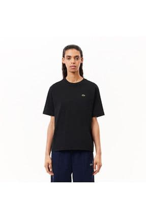 Kadın Relaxed Fit Bisiklet Yaka Siyah T-shirt