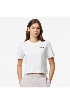 Sımple Dome Cropped Slim Kadın Beyaz T-shirt