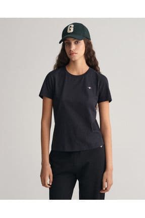 Kadın Siyah Regular Fit Bisiklet Yaka T-shirt