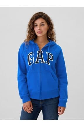 Kadın Mavi Gap Logo Fleece Fermuarlı Sweatshirt