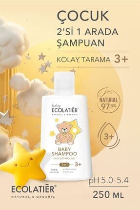 2'si 1 Arada Kolay Tarama Bebek Ve Çocuk Şampuanı 3+ Yaş Organik 250 ml Baby 2-in-1 Easy Detangling