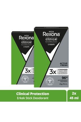 Men Clinical Protection Stick Deodorant Active Fresh 96 Saate Kadar Koruma 45 ml X2 Adet