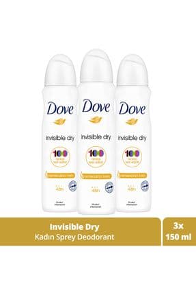 Kadın Sprey Deodorant Invisible Dry 1/4 Nemlendirici Krem Etkili 150 ml X3 Adet