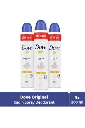Kadın Sprey Deodorant Original 1/4 Nemlendirici Krem Etkili Büyük Boy 200 ml X3 Adet