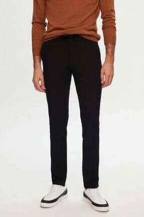 Slim Fit Siyah Beli Lastikli Ipli Fermuarlı Likralı Rahat Jogger Pantolon