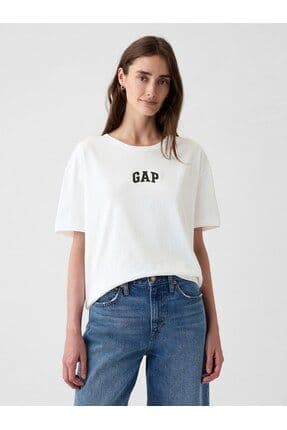 Kadın Beyaz Arch Logo T-shirt