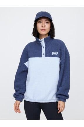 Kadın Koyu Mavi Geri Dönüştürülmüş Gap Logo Fleece Sweatshirt