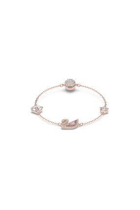 Dazzling Swan Bileklik, Mıknatıslı Kapama Mekanizması, Kuğu, Pembe, Pembe Altın Rengi Kaplama