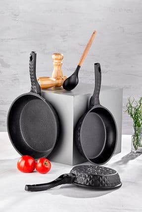 Bella Döküm 3'lü Tava Seti Siyah 20 Cm / 24 Cm / 28 Cm