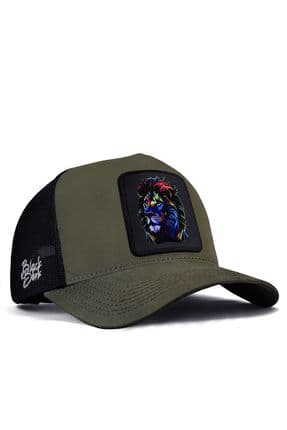 V1 Trucker Aslan - 7sb Kod Logolu Unisex Haki-siyah Şapka (CAP)