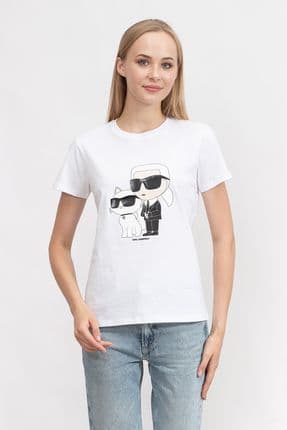 Ikonik Kadın Bisiklet Yaka T-shirt230w1704