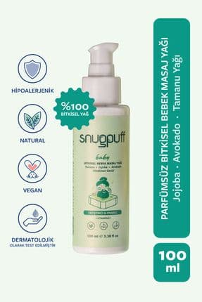 Bitkisel Bebek Masaj Yağı, Jojoba Tamanu Avokado Yağ, Rahatlatıcı Onarıcı, Kızarıklık Giderici 100ml