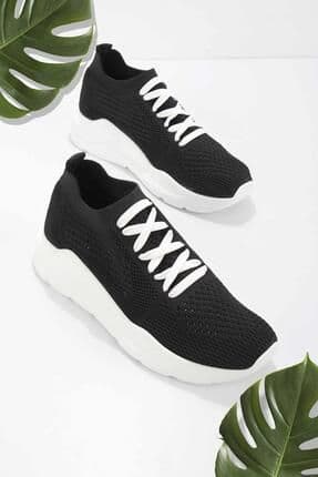 Siyah Triko Kadın Sneaker K01673050682