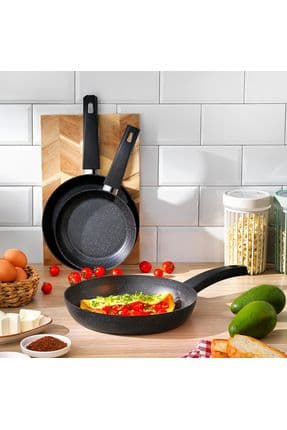 Black Stone 3 Lü Tava Seti 18cm 22cm 26cm-siyah