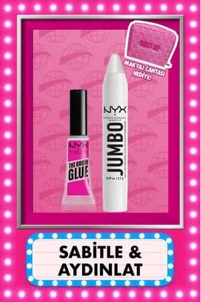 Brow Glue Kaş Maskarası & Jumbo Face Stick Aydınlatıcı - Vanilla Ice Cream Çanta Hediyeli Kaş Seti