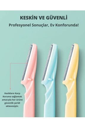 Tırtıklı 3'lü Kaş-Bıyık-Vücut Usturası Kadın%Erkek Traş Jileti Bakım Epilasyon Seti