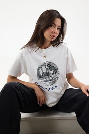 Disko Topu Baskılı T-shirt P10325-t11