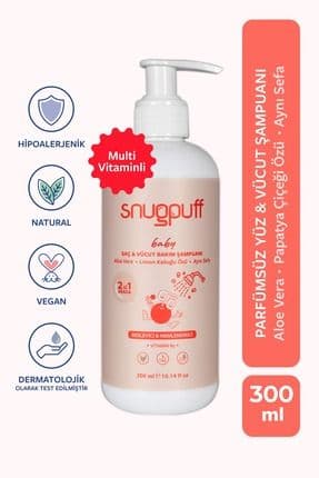 Bitkisel 2’si 1 Vitaminli Bebek Saç & Vücut Bakım Şampuanı, Vegan, Besleyici Konak Önleyici 300ml