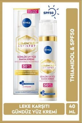 Luminous630 Güneş Korumalı Leke Karşıtı Gündüz Yüz Kremi 40ml, SPF50, Hyaluronik Asit, E Vitamini