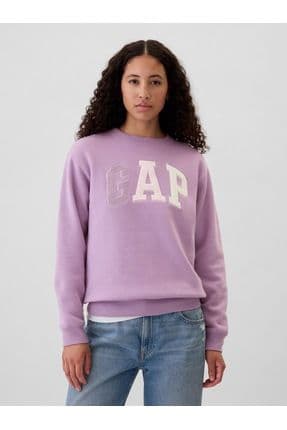 Kadın Mor Logo Polar Sweatshirt