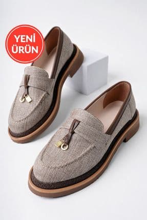 Loressa Model Kahverengi Keten Kadın Loafer Günlük Ayakkabı