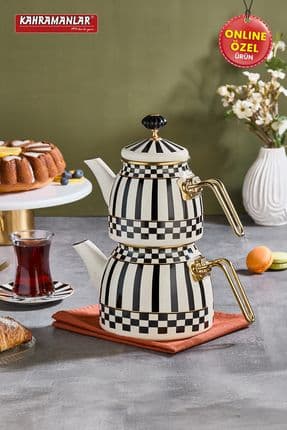 Prime Cream Emaye Çaydanlık Takımı