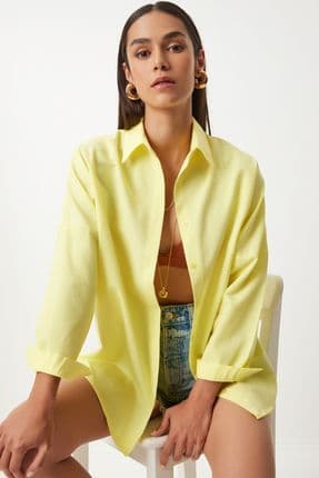 Oversize Basic Gömlek AÇIK SARI LDD0003