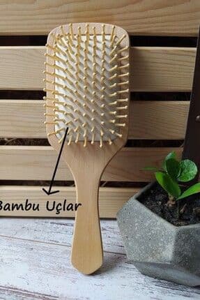 Bambu Uçlu Fırça Ahşap Saç Fırçası Ahşap Tarak (BÜYÜK BOY)