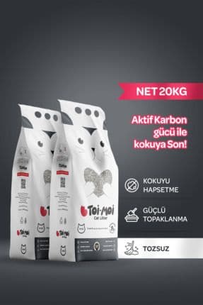 2'li Avantaj Paketi Koku Hapseden, Topaklanan,tozsuz Aktif Karbonlu Bentonit Kedi Kumu 2x10kg