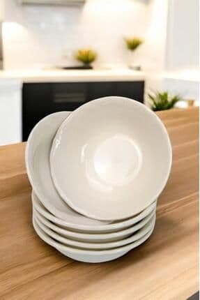 Mercan 6’lı Porselen Servis Salata Kasesi Çerezlik 13 Cm Beyaz C1-1-421