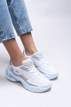 Kadın Sneaker Beyaz Pudra Mavi