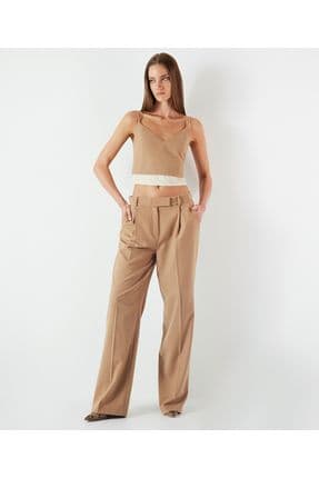 Wide leg fit pileli pantolon