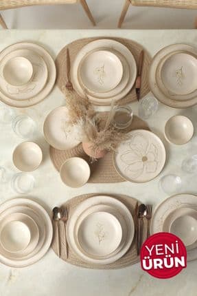 Taupe Bloom Nordıc Yemek Takımı 24 Parça 6 Kişilik 22519-20-28-29