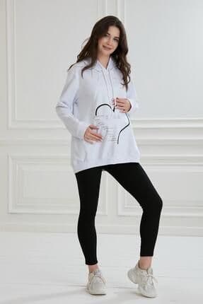 8626-taşlı Baskı Emzirme Detay Hamile Sweatshirt