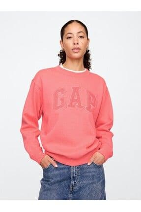 Kadın Pembe Gap Logo Bisiklet Yaka Fleece Sweatshirt
