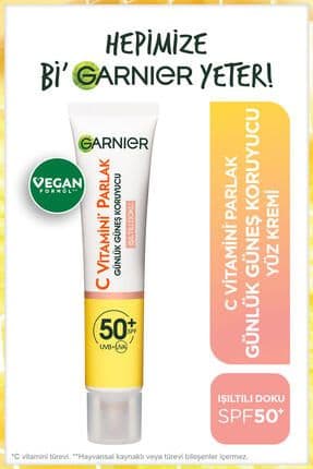 C Vitamini Parlak Günlük Uv Korumalı Güneş Yüz Kremi Spf50 Işıltılı Doku 40ml