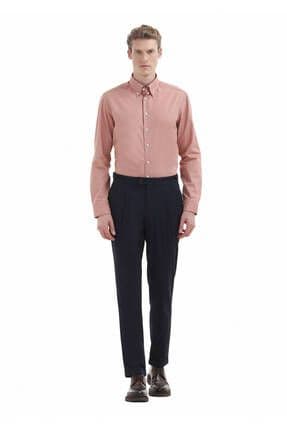 Lacivert Düz Kumaş Carrot Fit Casual Pamuk Karışımlı Pantolon
