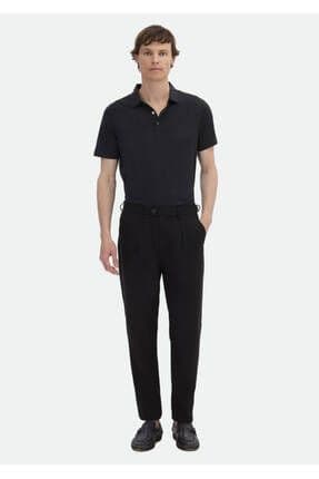 Siyah Düz Dokuma Regular Fit Casual Pantolon