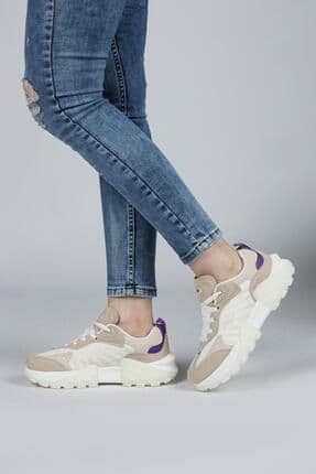 29092 Beyaz - Bej Kadın Sneaker Günlük Spor Ayakkabı