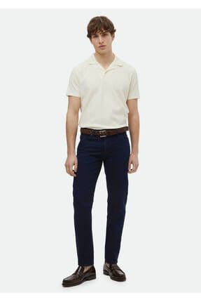 Lacivert Düz Regular Fit Denim Pamuk Karışımlı Pantolon