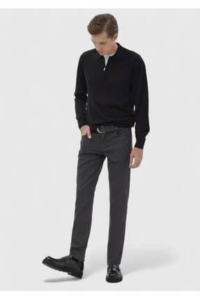 Antrasit Düz Dokuma Slim Fit Casual Pamuk Karışımlı Pantolon