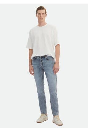 İndigo Düz Regular Fit Denim Pamuk Karışımlı Pantolon