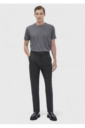 Koyu Gri Düz Örme Regular Fit Casual Pantolon