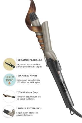 AR5027 Lisa 25mm Seramik Plaka Saç Maşası - Siyah