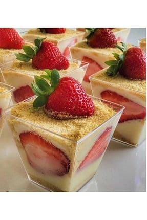 Kübik Prizma Mika Plastik Şeffaf Kapaksız Sunum Kabı 200 Cc 12 Adet** Tatlı & Meze Ve Salata Kasesi